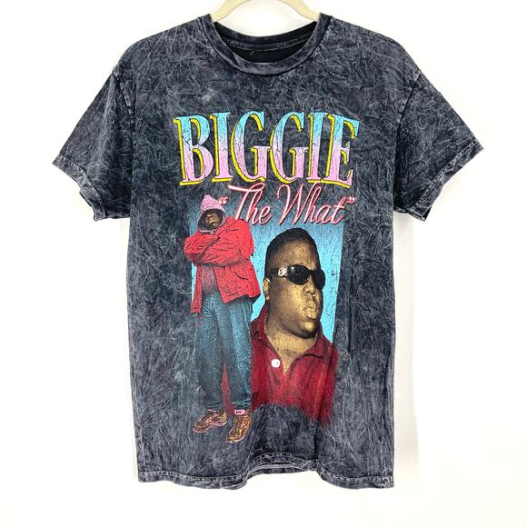 Biggie "The What" Graphic Band T-Shirt Gray Vintage Faded Tie Dye Small NWOT - Picture 6 of 6